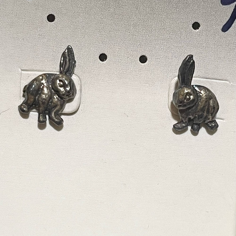 Silver Rabbit Stud Earrings